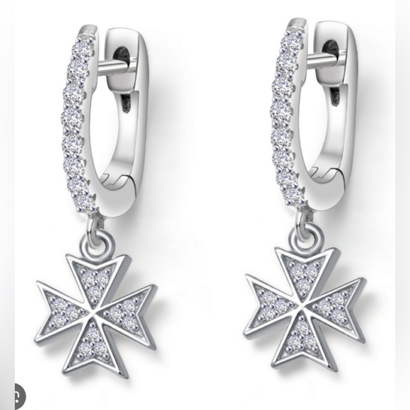 lafonn Jewelry - Lafonn platinum sterling silver Maltese Cross earrings